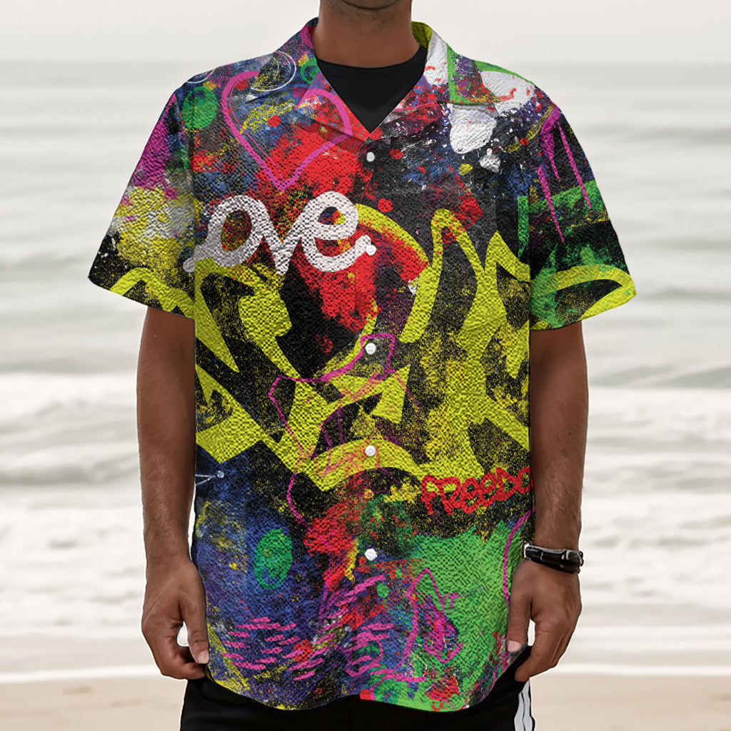 Love NYC Graffiti Print Textured Short Sleeve Shirt