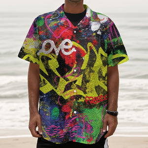 Love NYC Graffiti Print Textured Short Sleeve Shirt