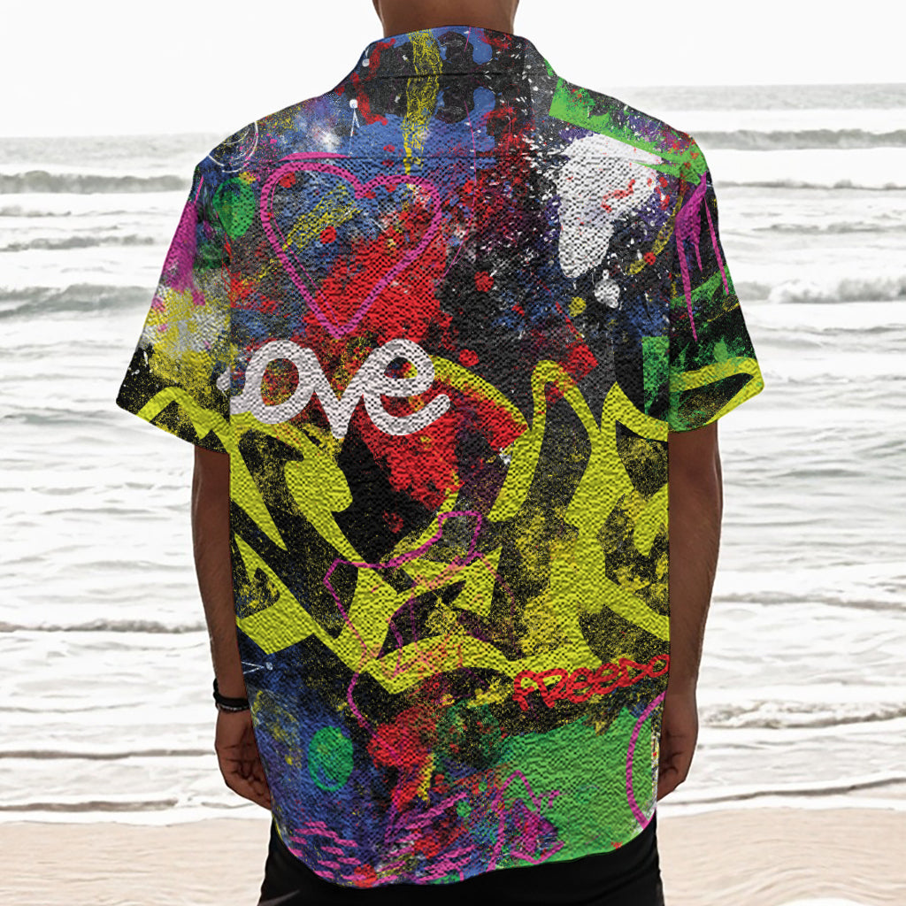 Love NYC Graffiti Print Textured Short Sleeve Shirt