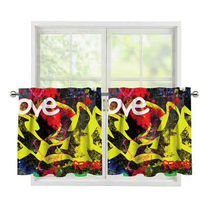Love NYC Graffiti Print Tier Curtains
