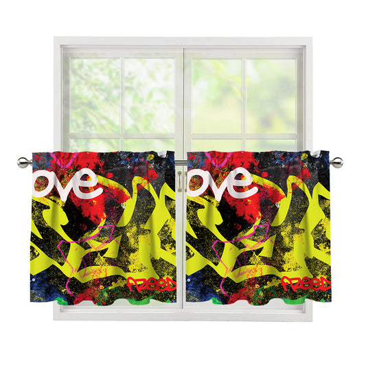 Love NYC Graffiti Print Tier Curtains