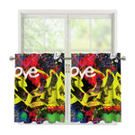 Love NYC Graffiti Print Tier Curtains