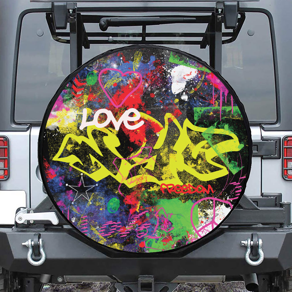 Love NYC Graffiti Print Tire Cover