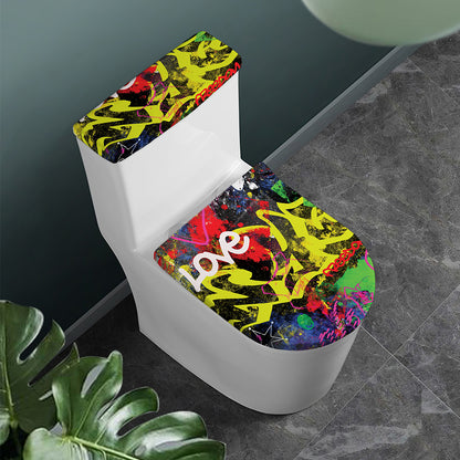 Love NYC Graffiti Print Toilet Lid And Tank Cover Set