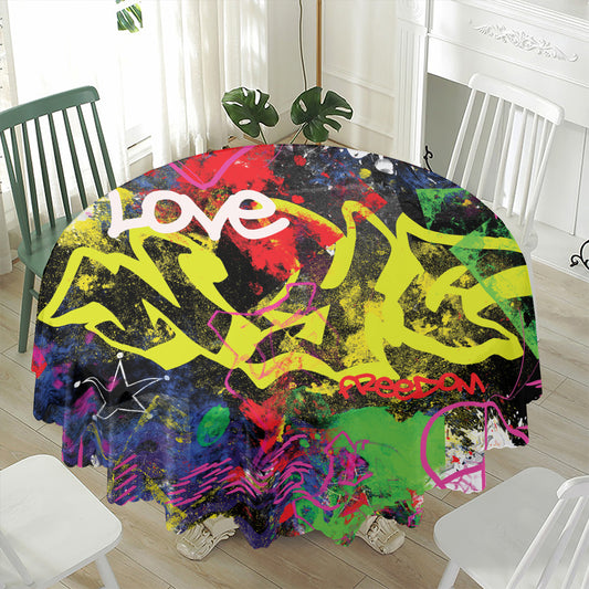 Love NYC Graffiti Print Waterproof Round Tablecloth