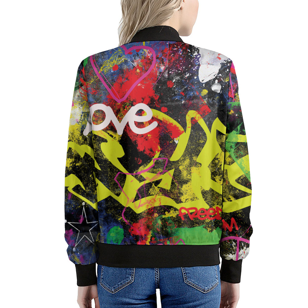 Love NYC Graffiti Print Women's Bomber Jacket