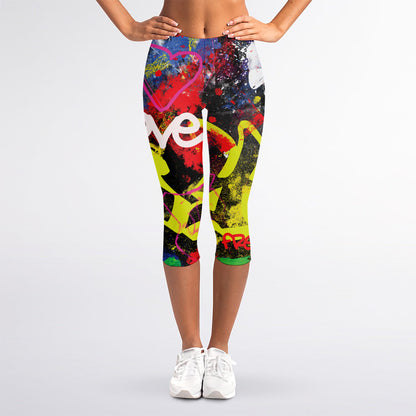 Love NYC Graffiti Print Women's Capri Leggings
