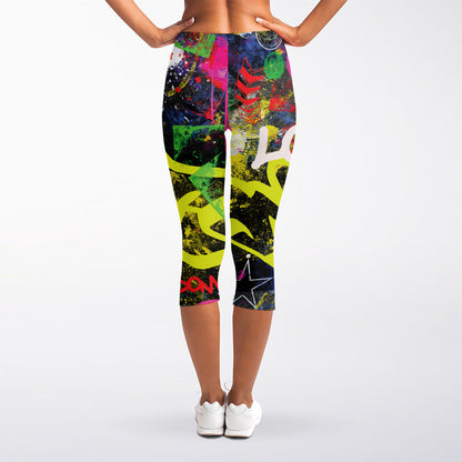 Love NYC Graffiti Print Women's Capri Leggings