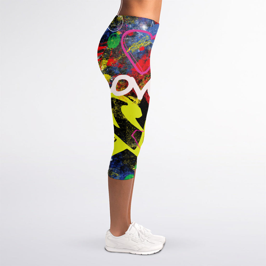 Love NYC Graffiti Print Women's Capri Leggings