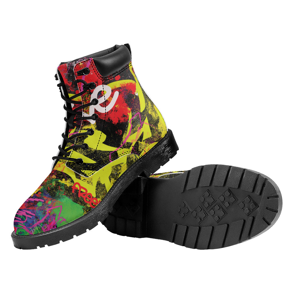 Love NYC Graffiti Print Work Boots