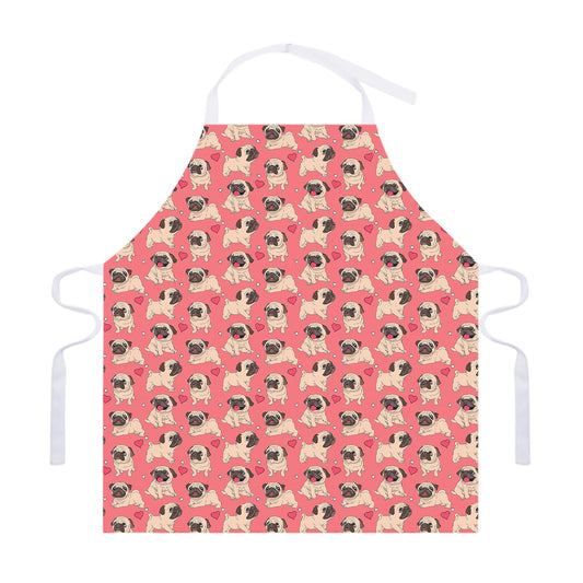 Love Pug Pattern Print Adjustable Apron