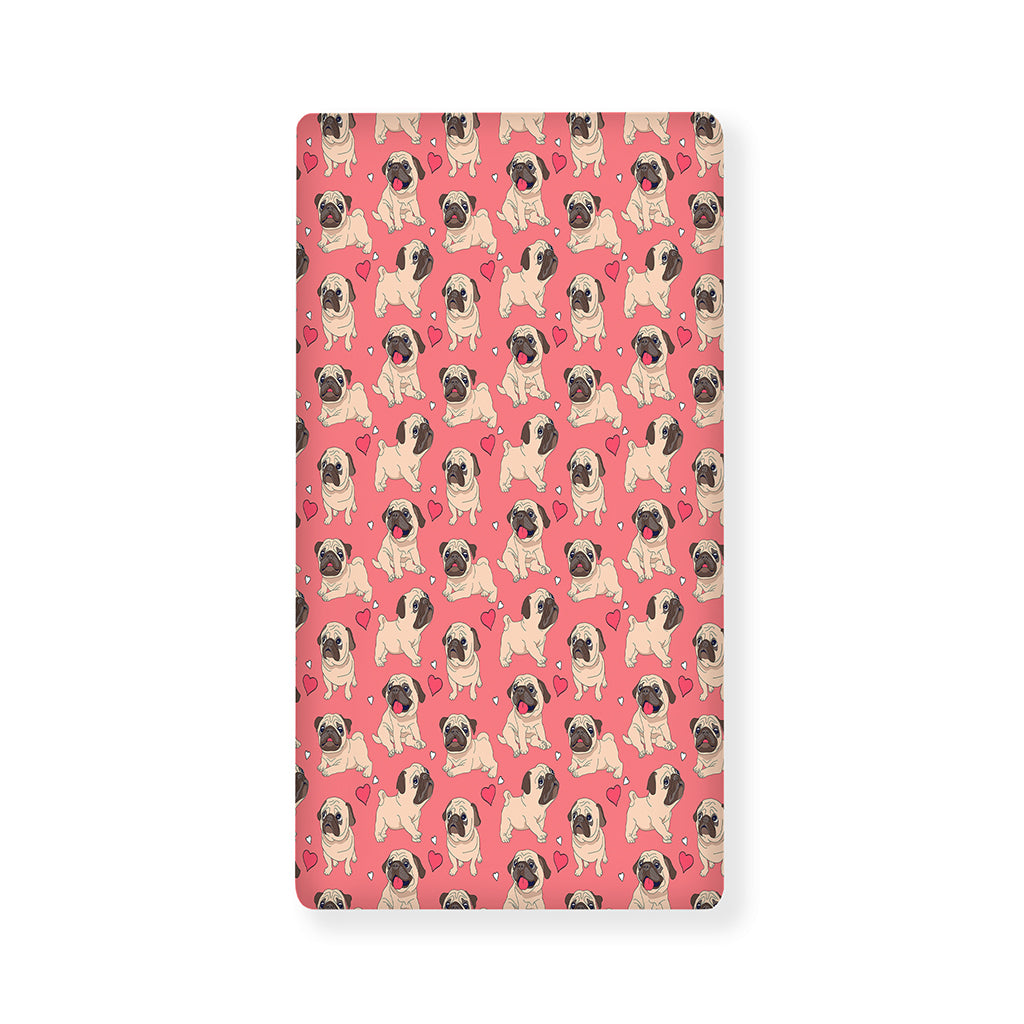 Love Pug Pattern Print Baby Crib Sheet