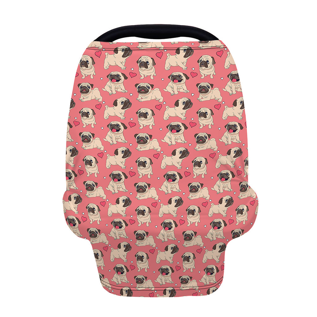 Love Pug Pattern Print Baby Seat Cover