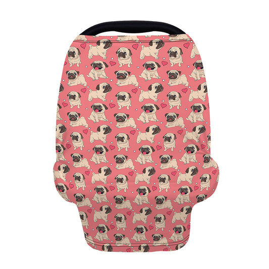 Love Pug Pattern Print Baby Seat Cover