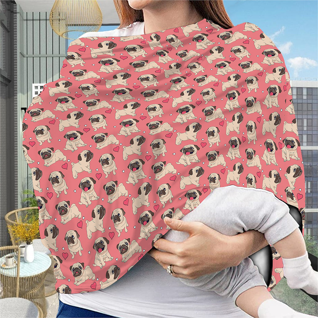 Love Pug Pattern Print Baby Seat Cover