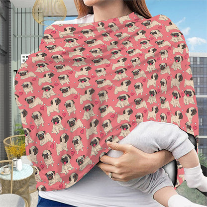 Love Pug Pattern Print Baby Seat Cover