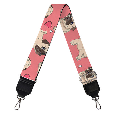 Love Pug Pattern Print Bag Strap