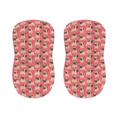 Love Pug Pattern Print Bar Stool Covers