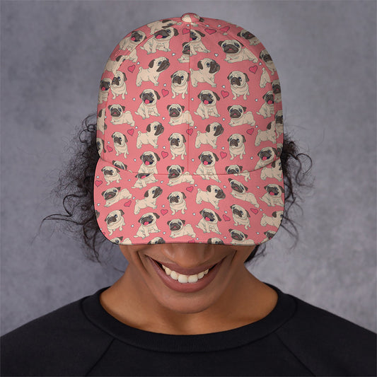 Love Pug Pattern Print Baseball Cap