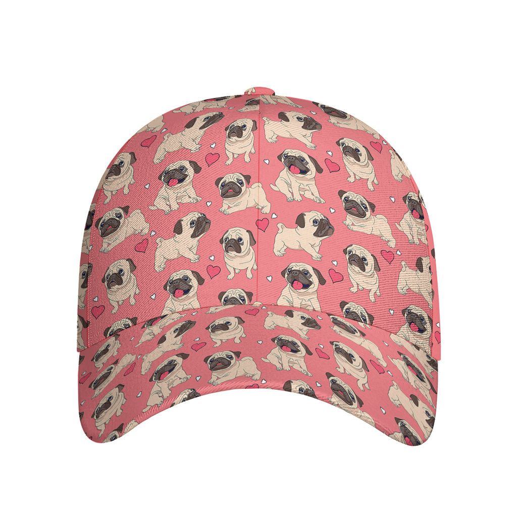Love Pug Pattern Print Baseball Cap