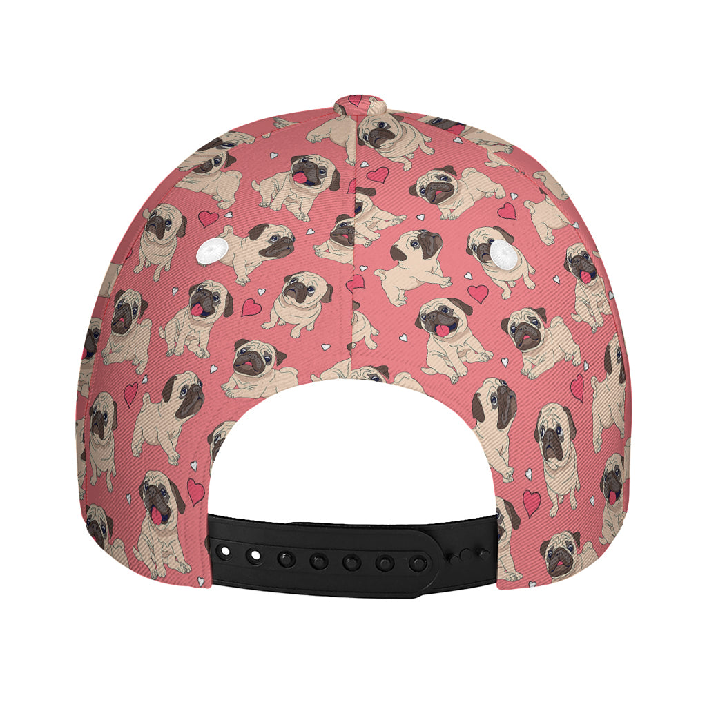 Love Pug Pattern Print Baseball Cap