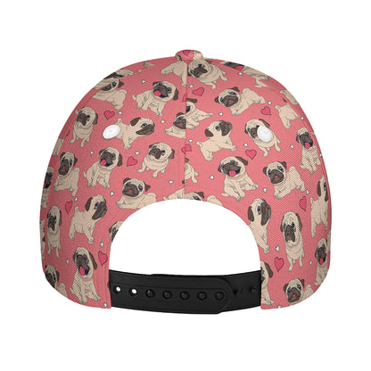 Love Pug Pattern Print Baseball Cap