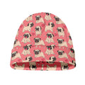 Love Pug Pattern Print Beanie