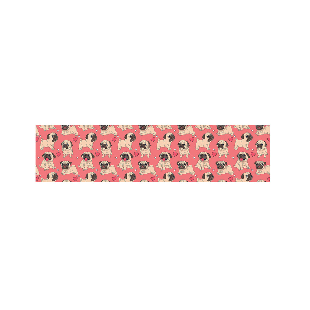 Love Pug Pattern Print Bed Runner