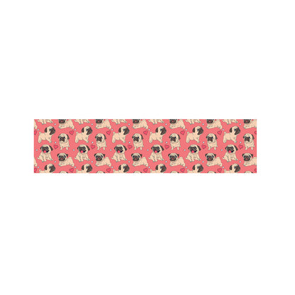 Love Pug Pattern Print Bed Runner