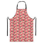 Love Pug Pattern Print Bib Apron With Pocket