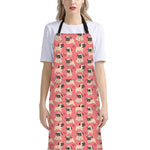 Love Pug Pattern Print Bib Apron With Pocket