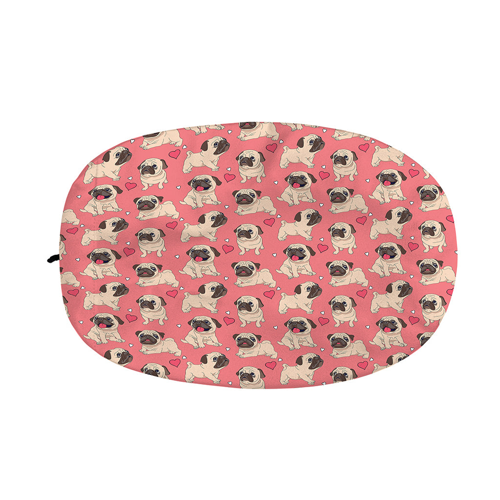 Love Pug Pattern Print Car Side Mirror Covers