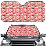 Love Pug Pattern Print Car Windshield Sun Shade