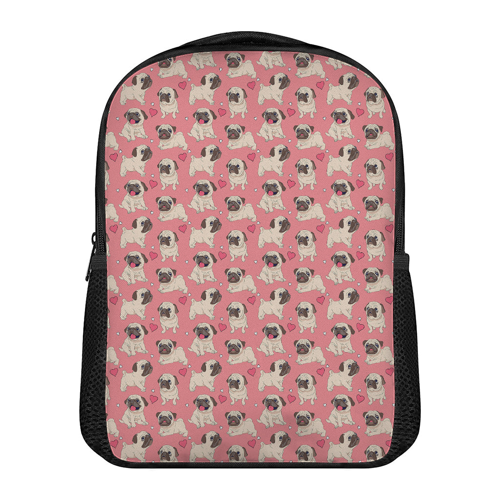 Love Pug Pattern Print Casual Backpack