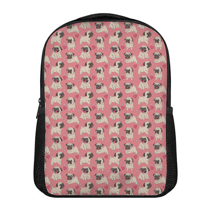 Love Pug Pattern Print Casual Backpack