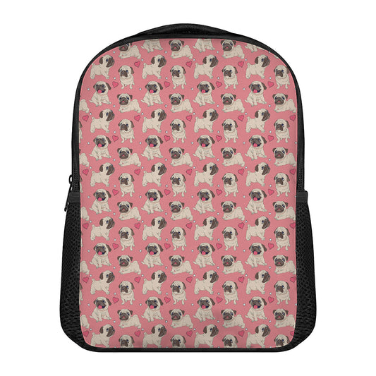 Love Pug Pattern Print Casual Backpack