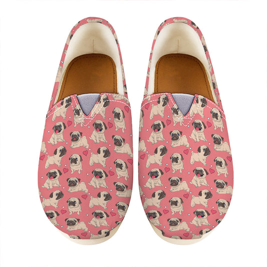 Love Pug Pattern Print Casual Shoes