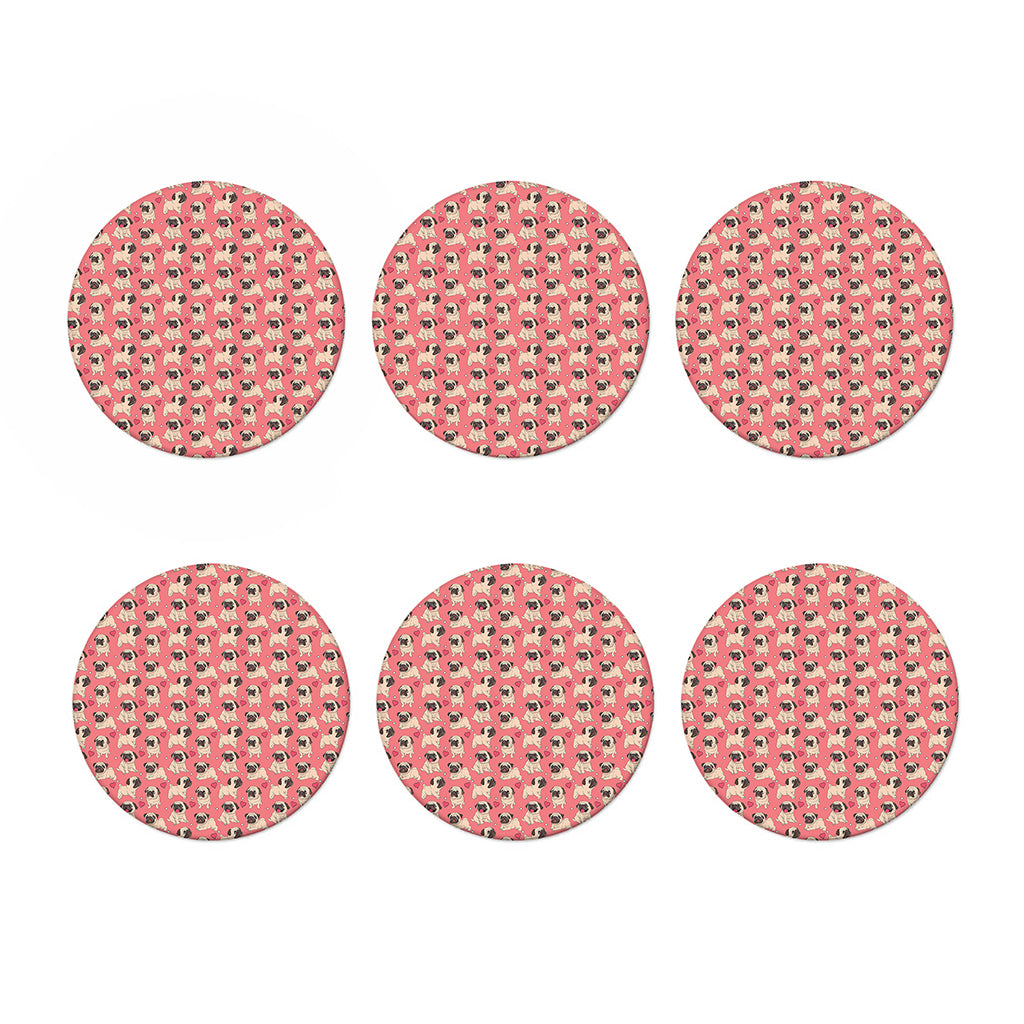 Love Pug Pattern Print Coaster Set
