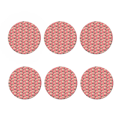 Love Pug Pattern Print Coaster Set