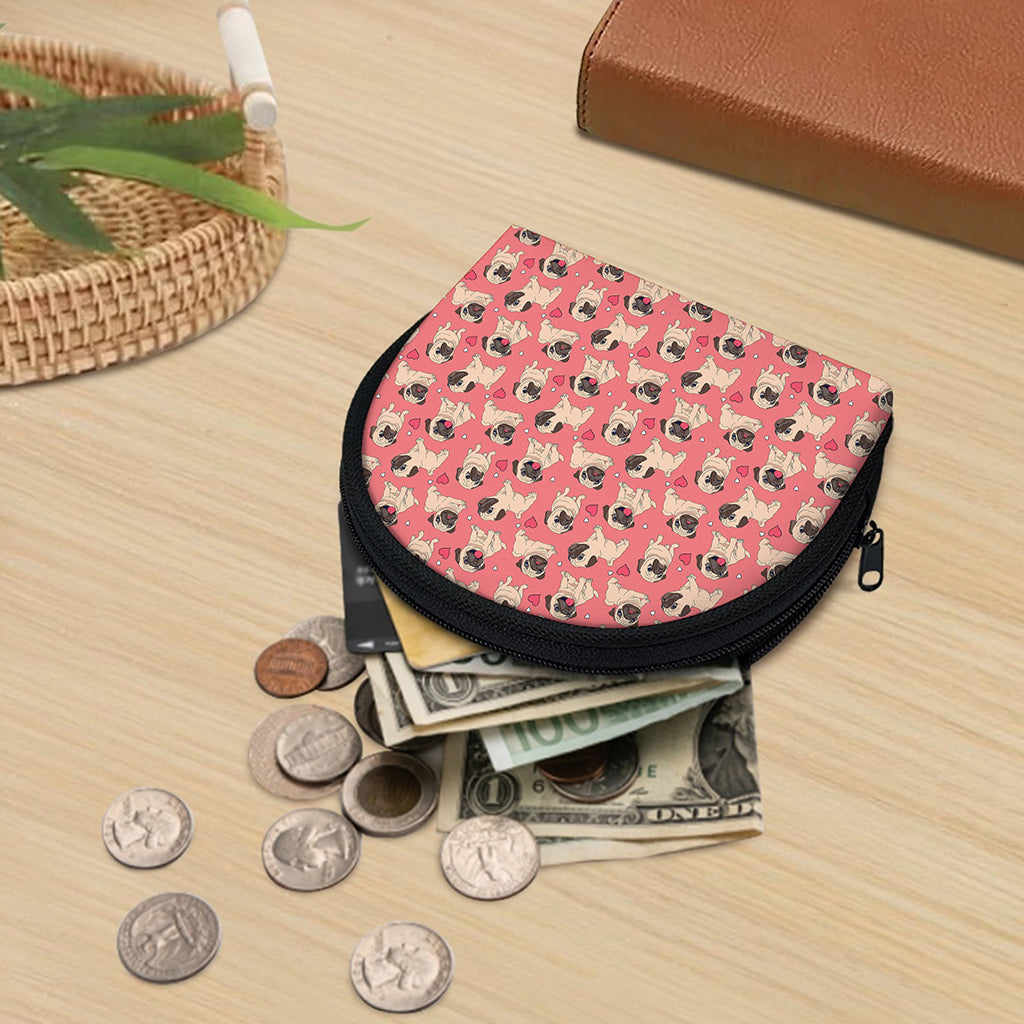 Love Pug Pattern Print Coin Purse