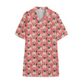 Love Pug Pattern Print Cotton Hawaiian Shirt