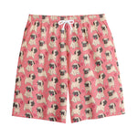Love Pug Pattern Print Cotton Shorts