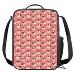 Love Pug Pattern Print Crossbody Lunch Bag