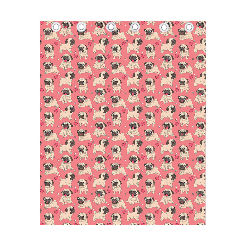 Love Pug Pattern Print Curtain