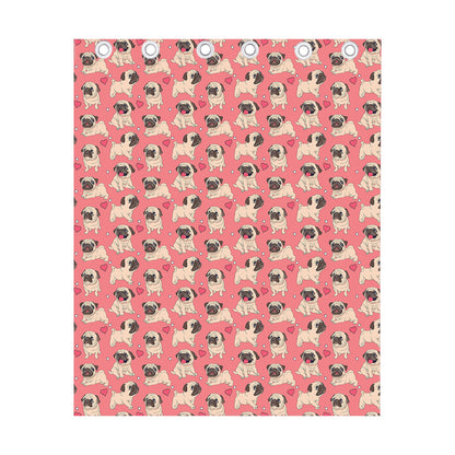 Love Pug Pattern Print Curtain