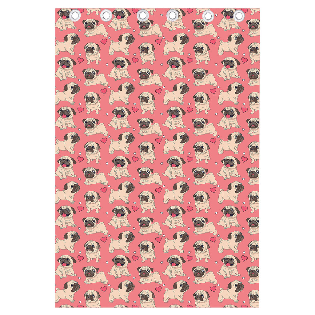 Love Pug Pattern Print Curtain