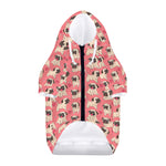 Love Pug Pattern Print Dog Zip Up Hoodie