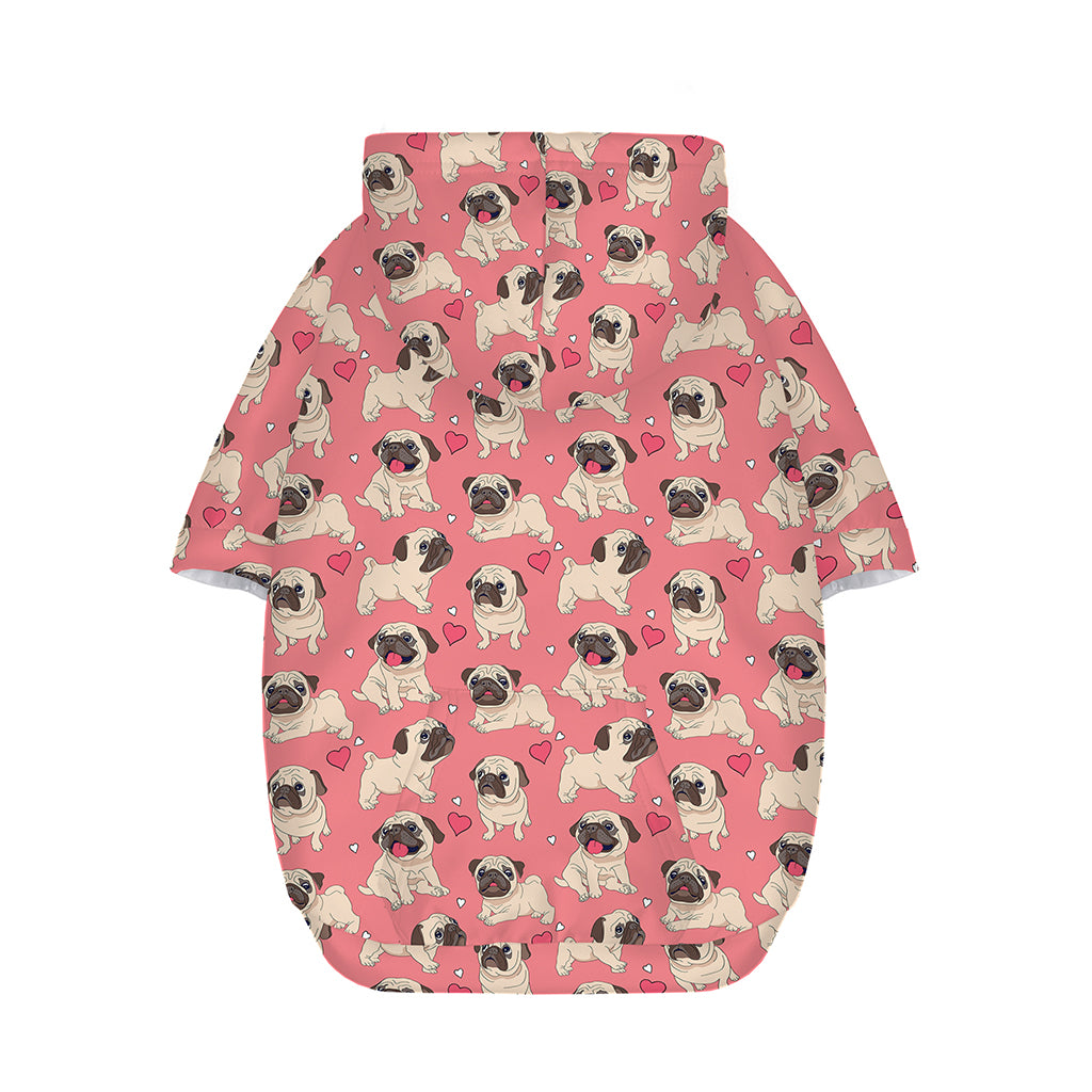 Love Pug Pattern Print Dog Zip Up Hoodie