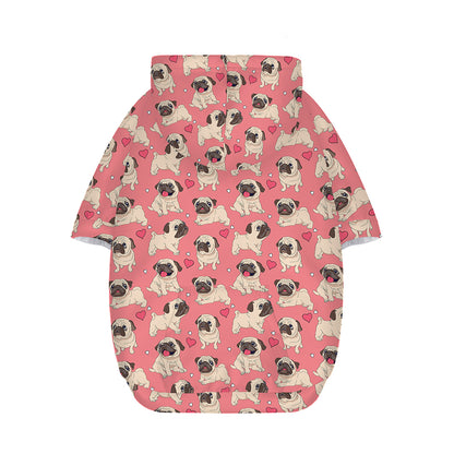 Love Pug Pattern Print Dog Zip Up Hoodie