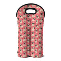 Love Pug Pattern Print Double Neoprene Wine Tote